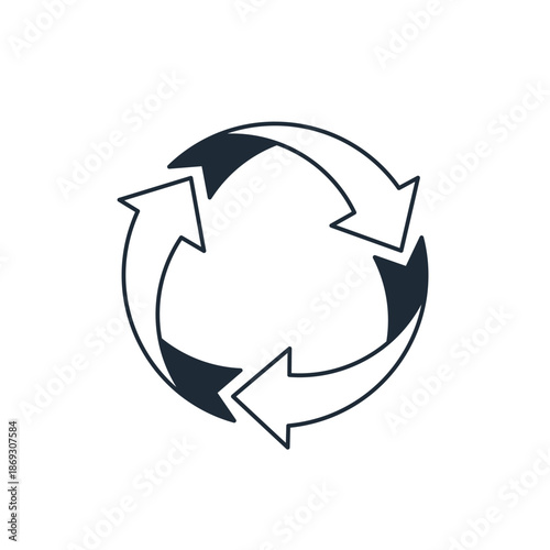 Transform arrows.Rotation refresh  symbol. Vector linear icon illustration isolated on white background.