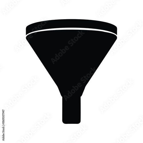 Simple black and white funnel illustration for chemical laboratory use
