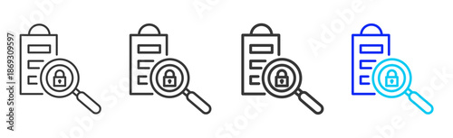access control icon set collection creative outline style for electronic data interchange with multiple thickness variations suitable for business system workflow integration
