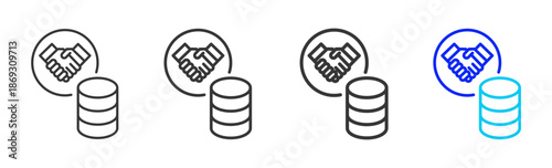 trusted record icon set collection creative outline style for electronic data interchange with multiple thickness variations suitable for business system workflow integration