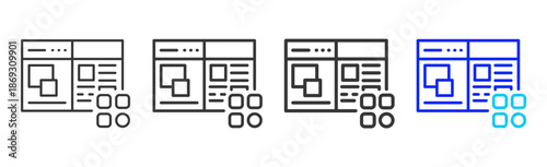 app journal icon set collection creative outline style for electronic data interchange with multiple thickness variations suitable for business system workflow integration