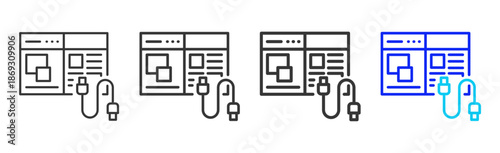 cable report icon set collection creative outline style for electronic data interchange with multiple thickness variations suitable for business system workflow integration