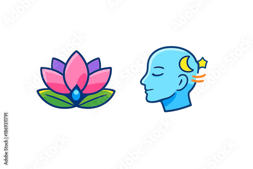 Lotus flower and serene mind icon