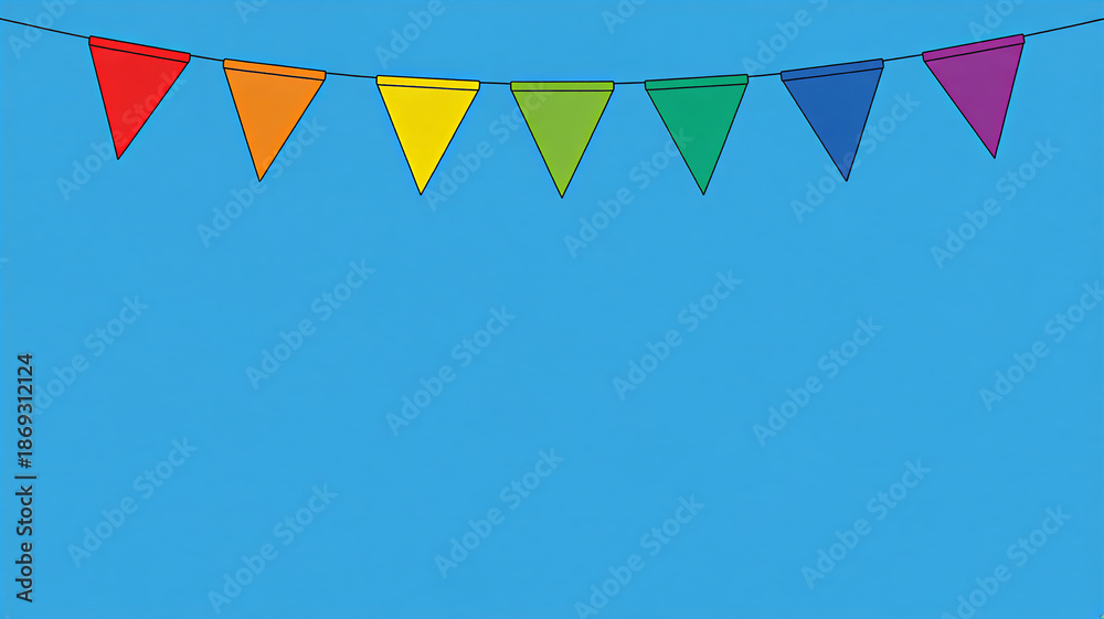 Obraz premium Colorful Triangle Flags on Blue Background