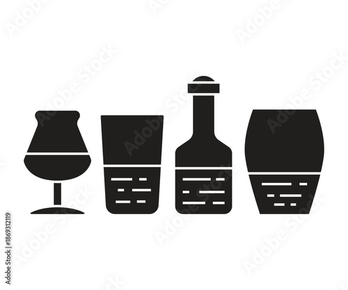 beer glass and bottle icons set