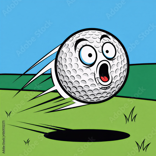 Golf Ball Cartoon Character in Motion