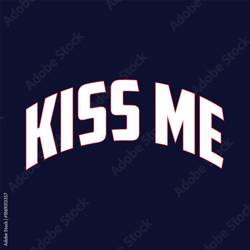 "Kiss me" black handwritten lettering with leopard print lip mark, isolated on a white background. Vector illustration perfect for t-shirt prints, posters, and romantic or fashion-themed designs