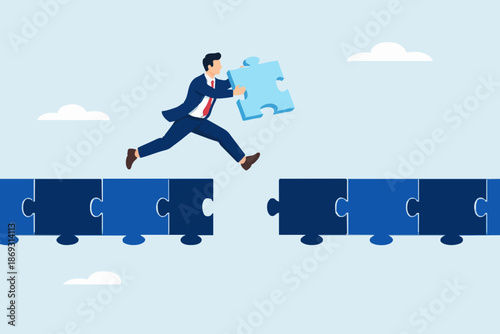 Business Man With Puzzle Piece