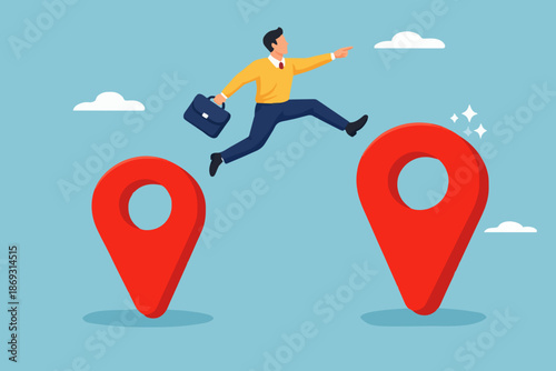 Business Man Jumping Gap