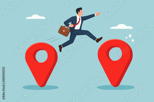 Business Man Jumping Gap