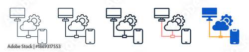 Cloud Device different style icons set vector illustration. 