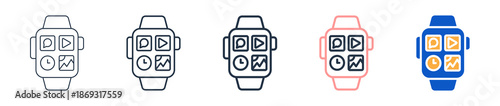 Smart Watch different style icons set vector illustration. 