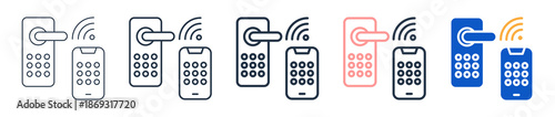 Smart Lock different style icons set vector illustration. 