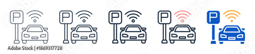 Smart Parking different style icons set vector illustration. 