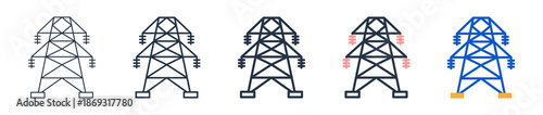 Power Grid different style icons set vector illustration. 
