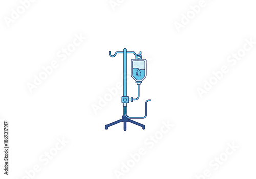 Vector Ilustration Concept Medical IV Drip Stand with Fluid Bag Illustration.
