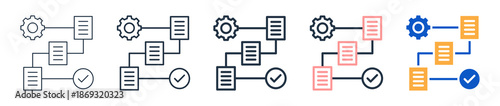 Workflow different style icons set vector illustration. 