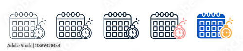 Deadline different style icons set vector illustration. 