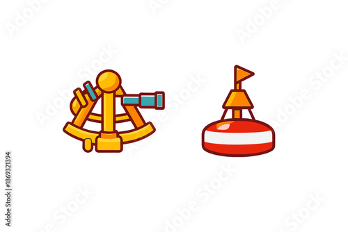Nautical instruments and equipment: sextant and buoy
