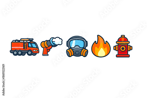 Firefighter equipment icons