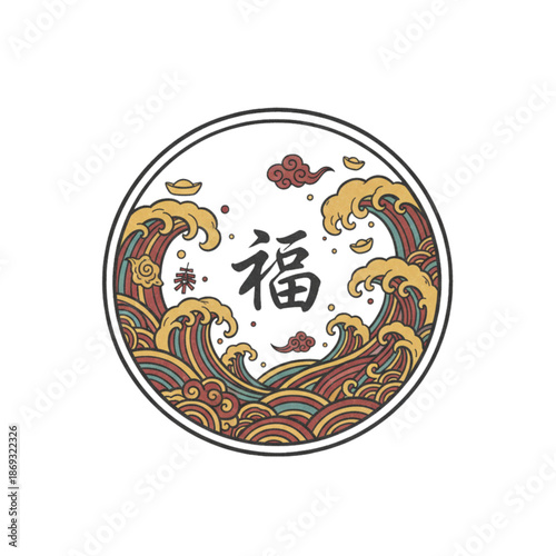 Red Gold Auspicious Cloud