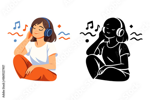 Person listening to music with headphones