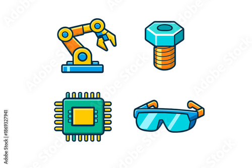 Robotics, Technology, and Safety Icons