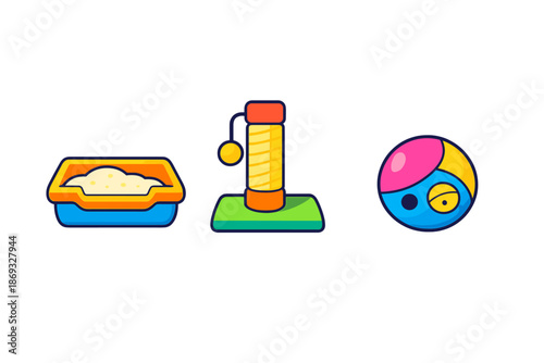 Cute pet accessories icons