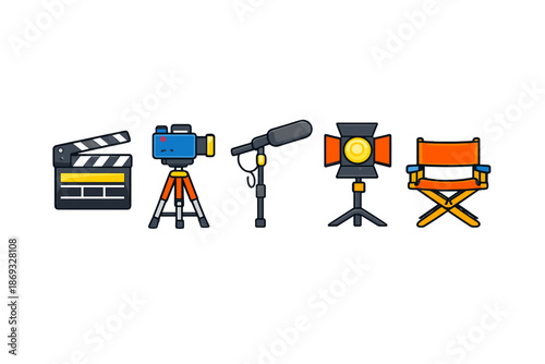 Film and video production icons set