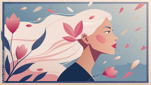 Woman in a dreamy floral wind