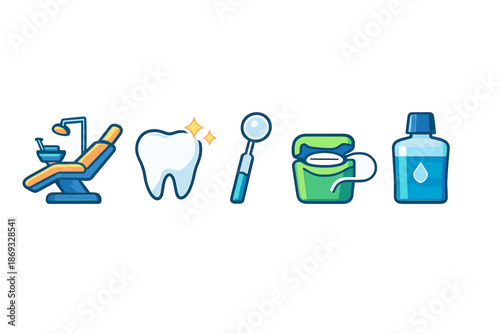 Dental hygiene and care icons