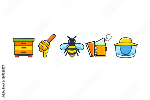 Beekeeping icons set