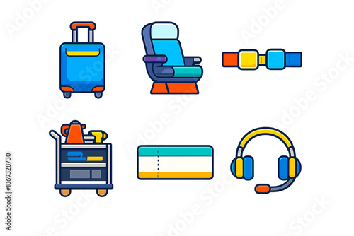 Airline Travel Icons Set