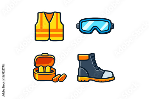 Work safety equipment icons