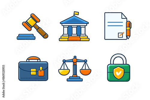 Law and justice icons set