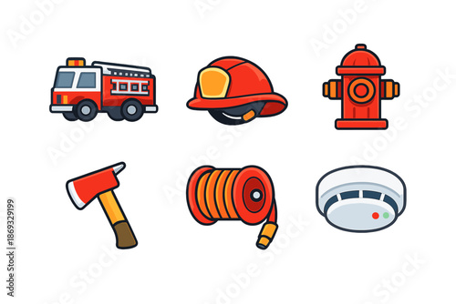 Firefighter equipment icons