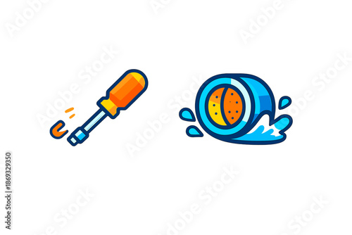 Screwdriver and Water Sprinkler Icons