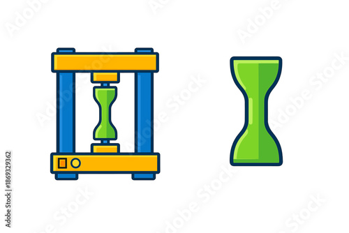 Tensile testing machine with hourglass shape