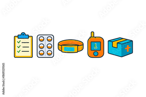 Medical icons representing health and wellness