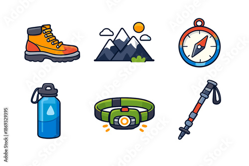 Hiking and Camping Gear Icons