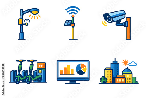 Smart City Technology Icons Set