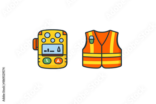 Safety equipment icon set