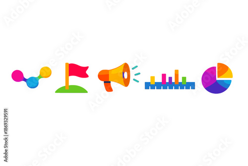 Abstract Colorful Icons Representing Business Concepts