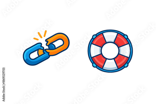 Broken link and lifebuoy icons