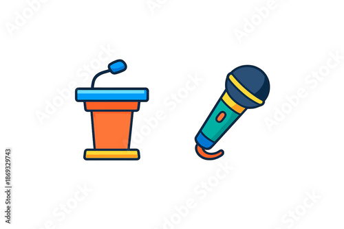Podium and microphone icons