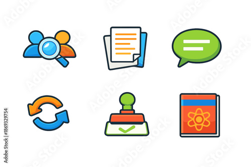 Collection of Flat Icons with Glossy Effect