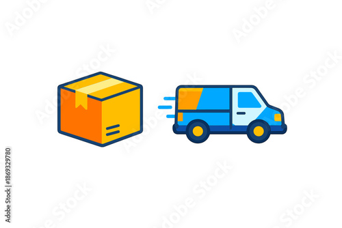 Delivery van picking up a package