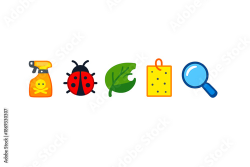 Pest control and investigation concept icons