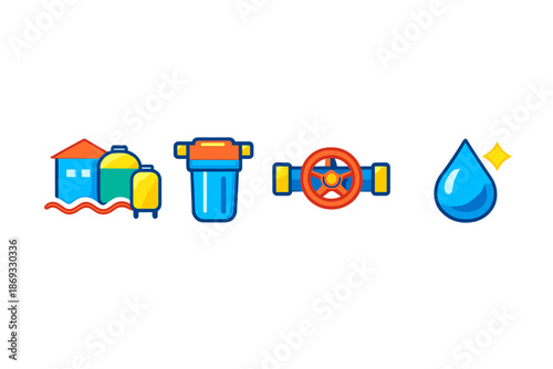 Water supply system icons