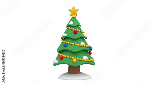 Wallpaper Mural Cartoon Christmas Tree with Ornaments and Star Torontodigital.ca